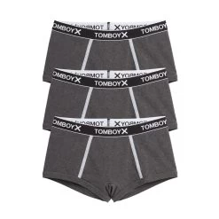 Boy Shorts 3-Pack - Cotton Charcoal Logo