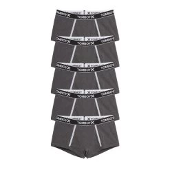 Boy Shorts 5-Pack - Cotton Charcoal Logo