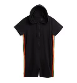 Anywhere Romper - Black With Rainbow