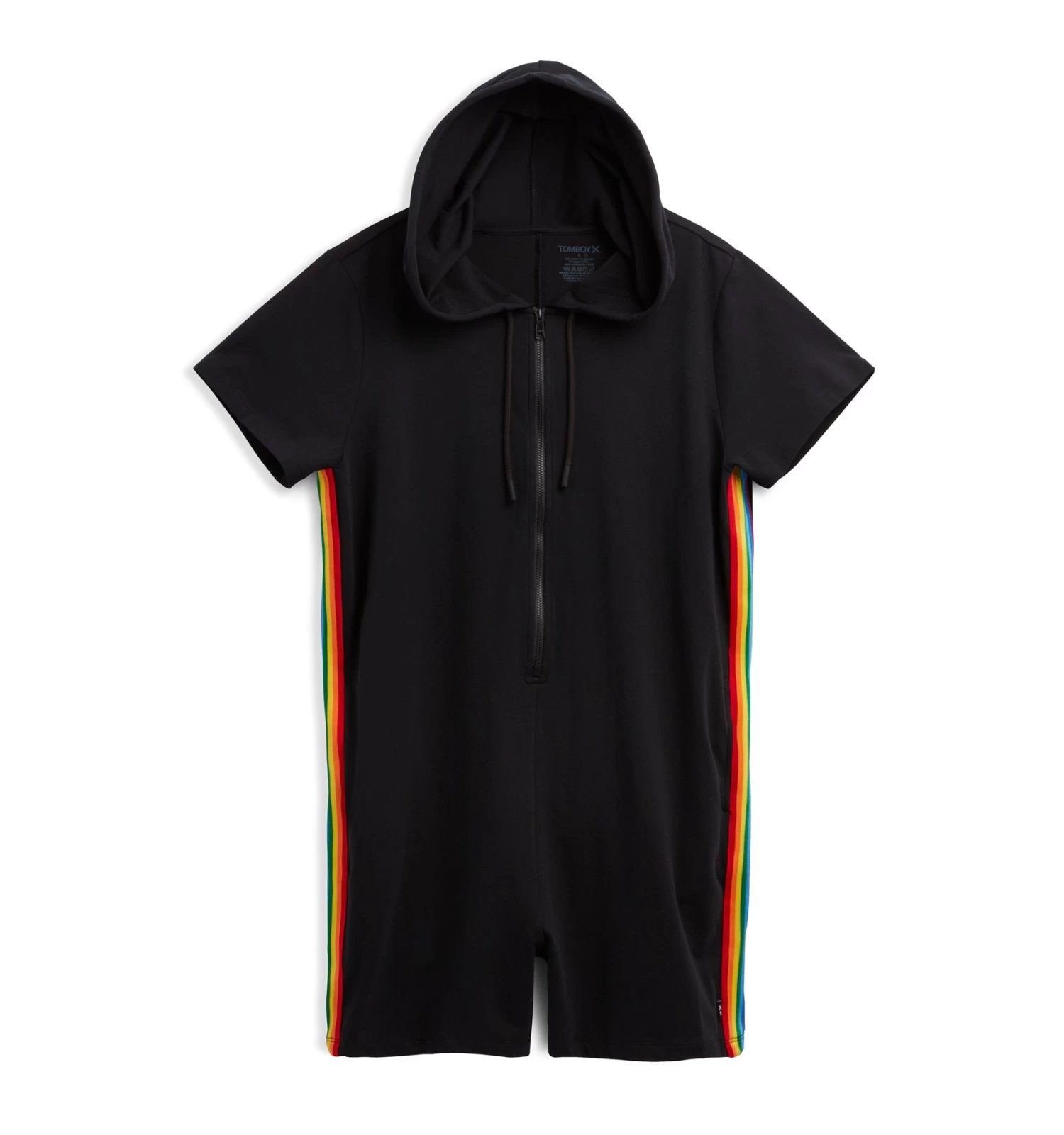 Anywhere Romper - Black With Rainbow