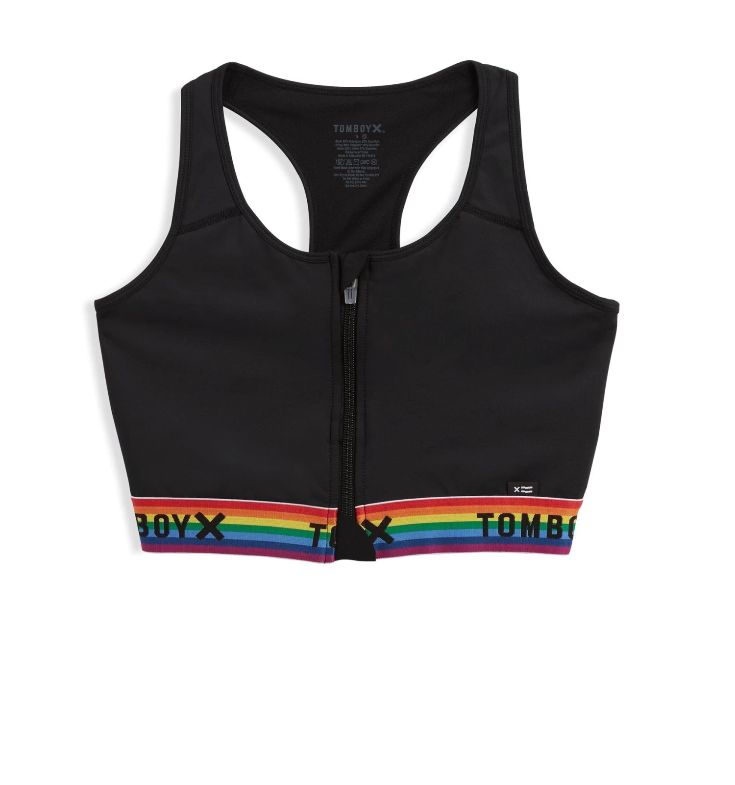 Swim Racerback Zip Top - Black Rainbow