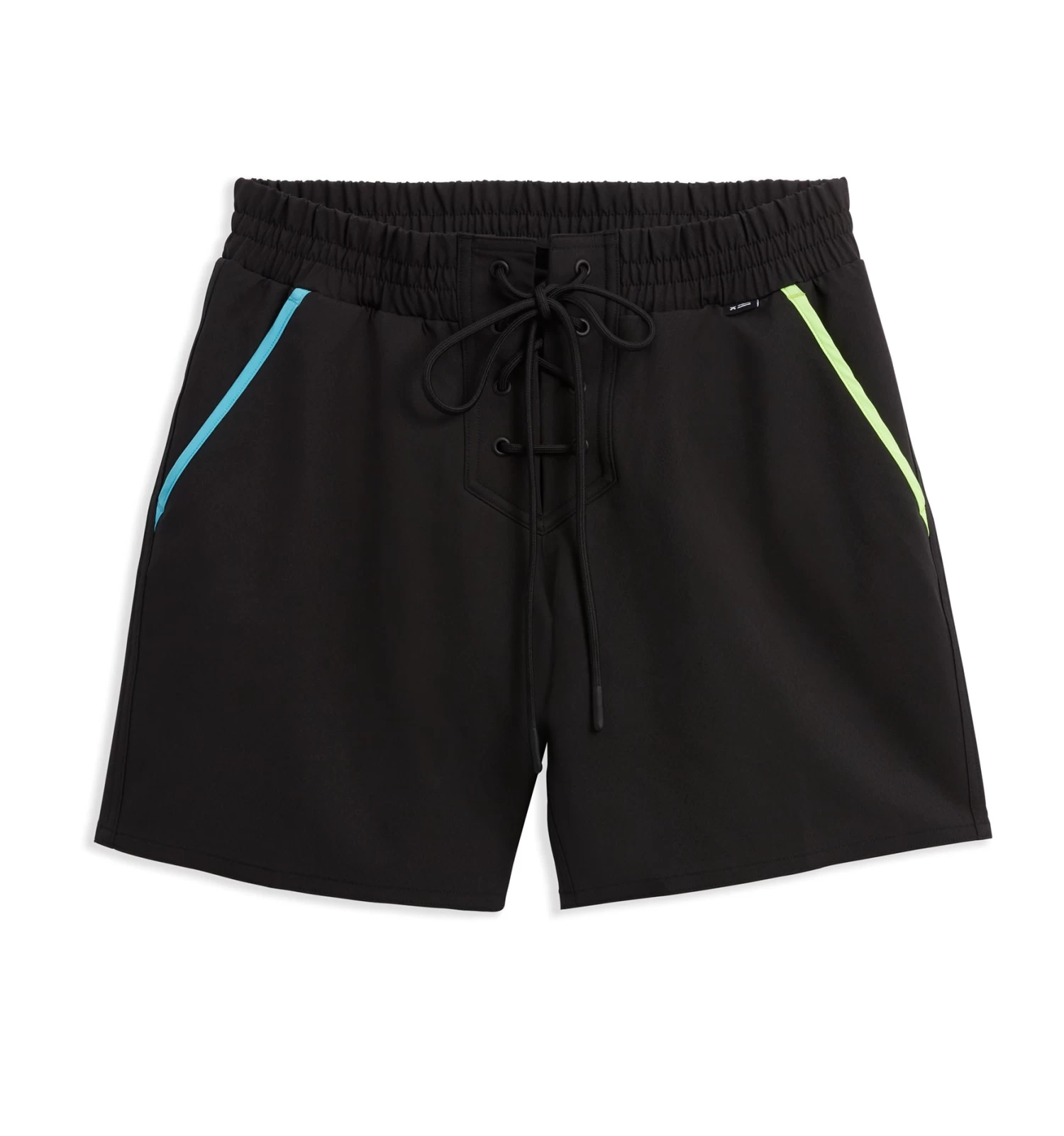 Swim 7" Board Shorts LC - Black With Orange Yellow & Blue Stripes