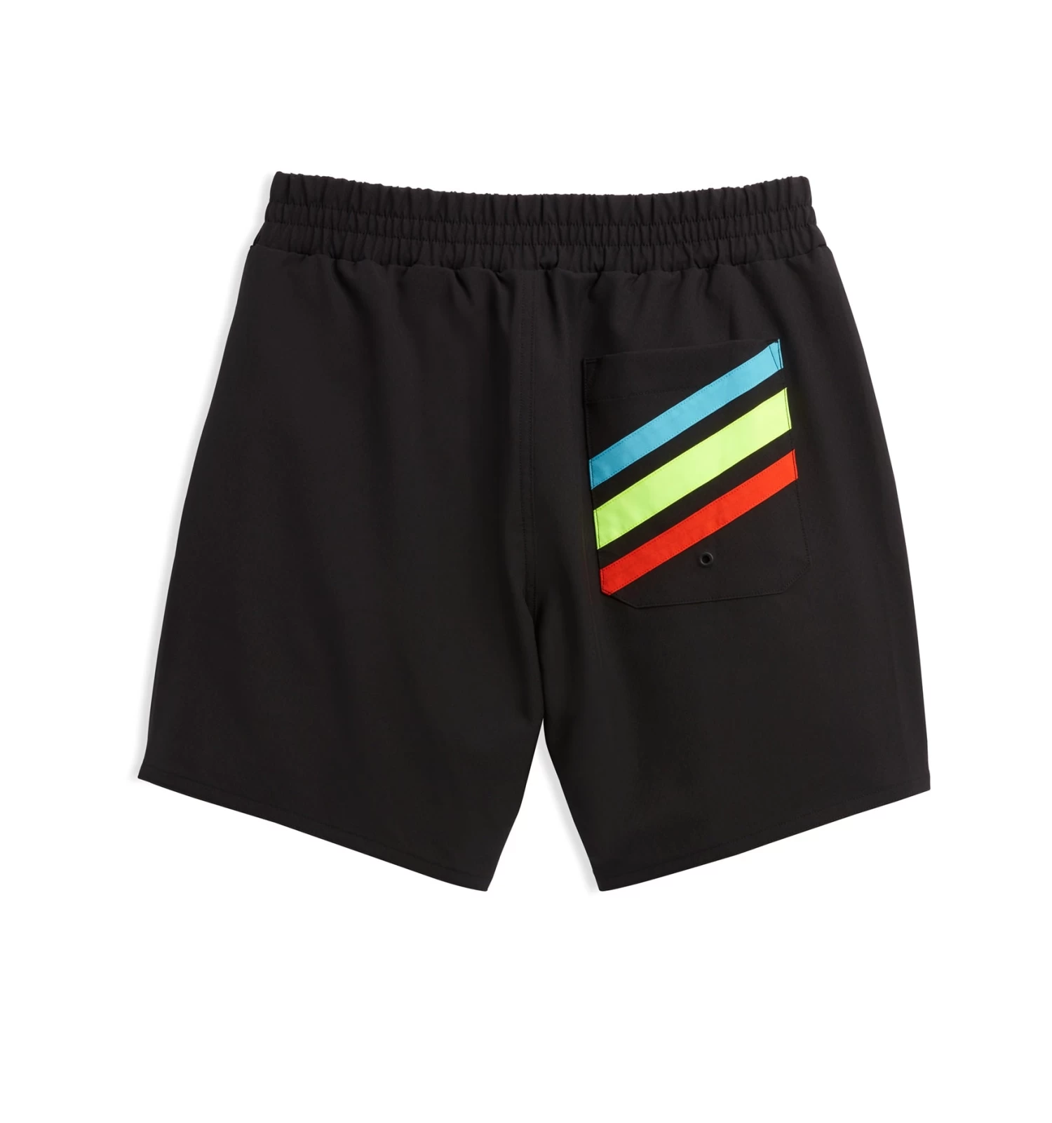 Swim 7" Board Shorts LC - Black With Orange Yellow & Blue Stripes - Image 2