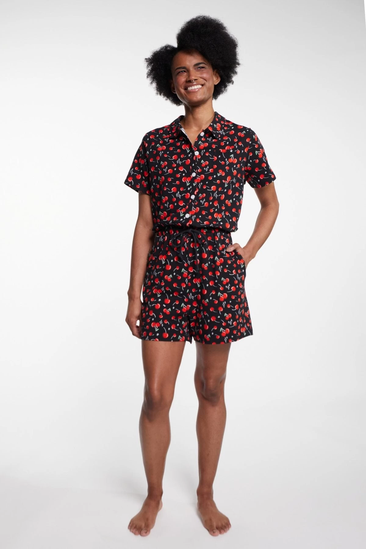 Tie Waist Romper - Cherry On Top - Image 4