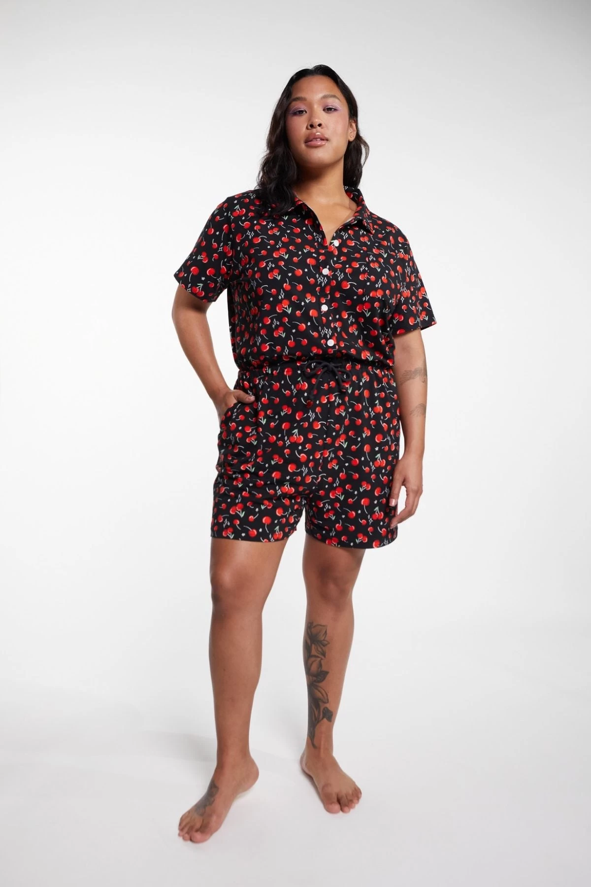 Tie Waist Romper - Cherry On Top - Image 6