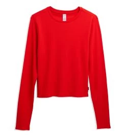 Organic Cotton Rib Long Sleeve Tee - Fiery Red
