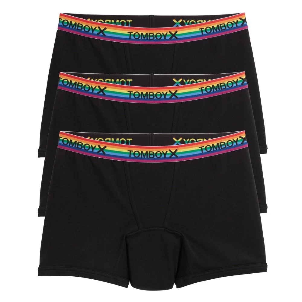 First Line Period 4.5" Trunks 3-Pack - Black Rainbow