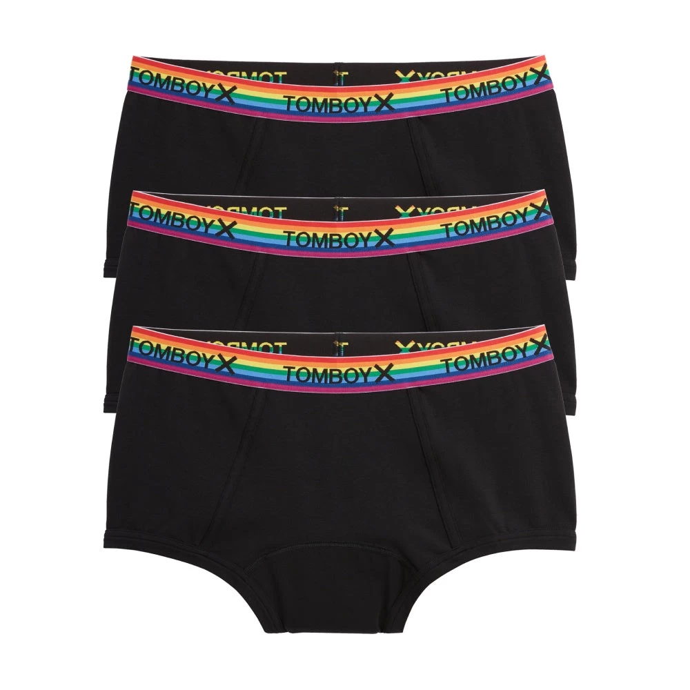 First Line Period Boy Shorts 3-Pack - Black Rainbow