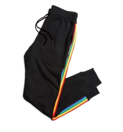 French Terry Jogger - Black With Rainbow