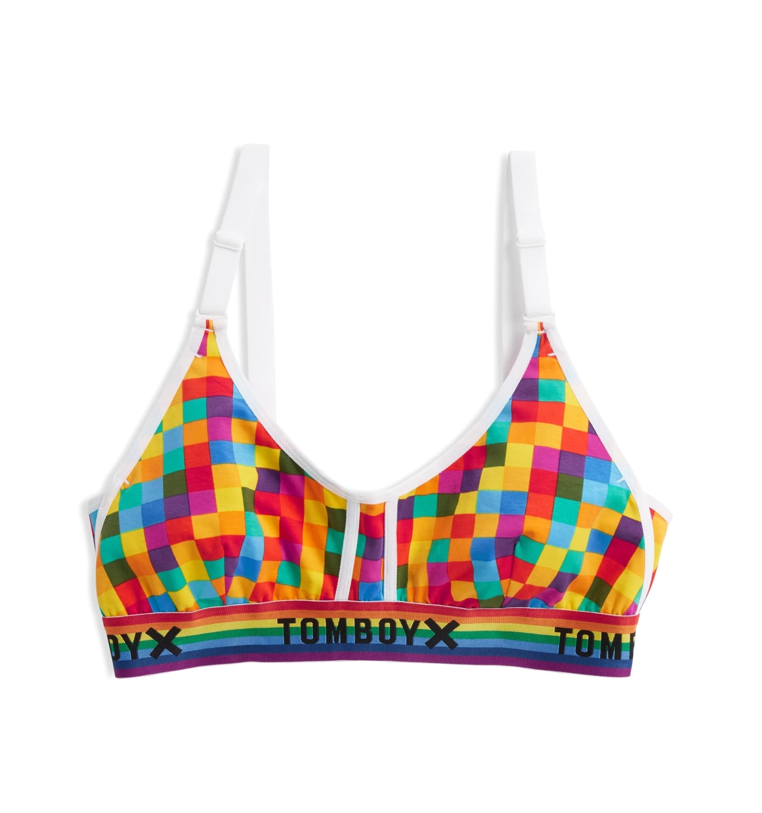 Prism Scoop Bralette LC - Rainbow Squared Print - Image 2