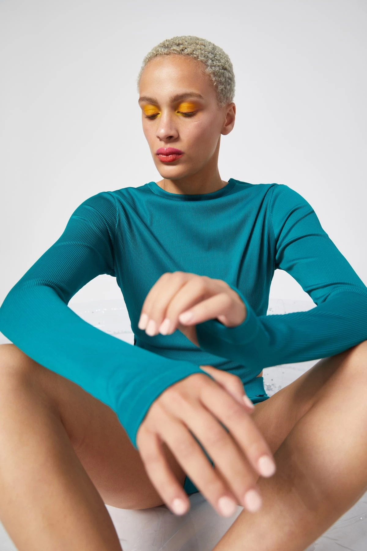 Ribbed Swim Sun Shield Crop Top LC - Parasailing - Image 5